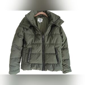 Old Navy Dark Green Quilted Faux Fur Jacket Women SZ S